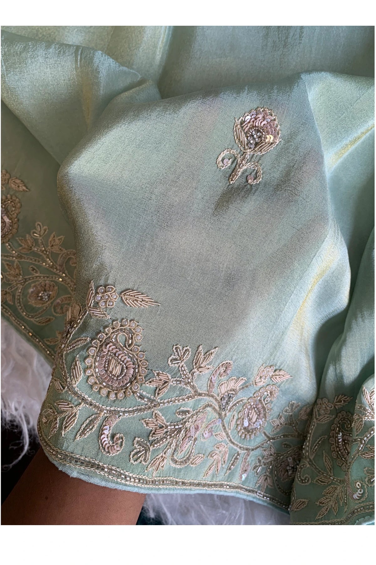 Pista Green Tissue Saree 5520 06
