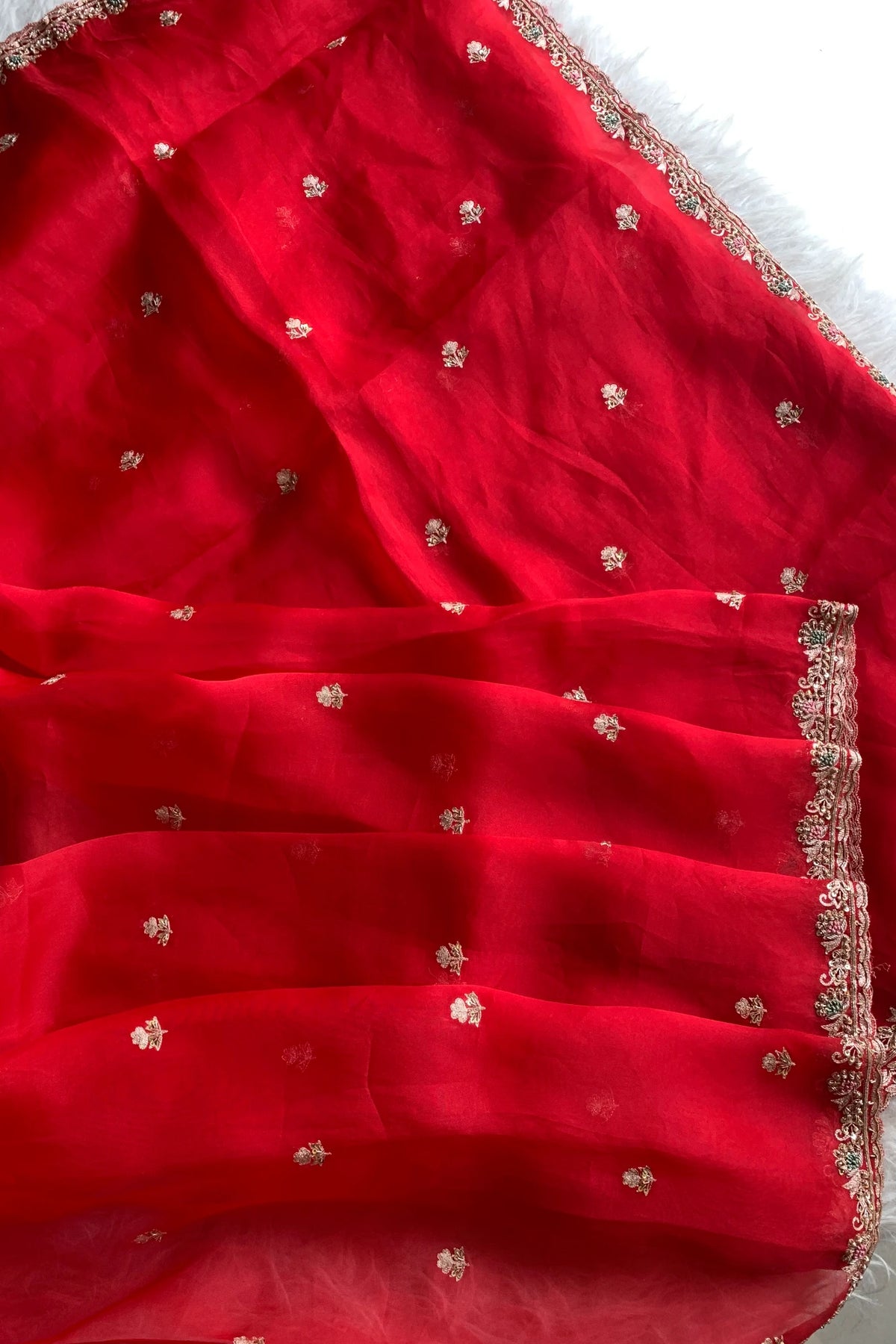 Red Organza Saree 5750 11